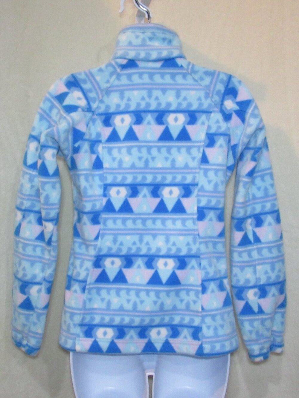 Columbia Blue Geometric Print Fleece Zip-Up Jacket | Size XS - Picture 3 of 9